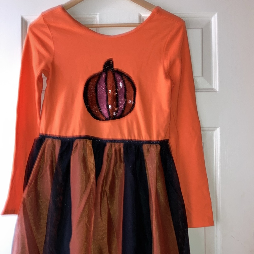 Cat and Jack / Pumpkin - Sequined Tulle - long sleeve dress / size Xl / NWOT